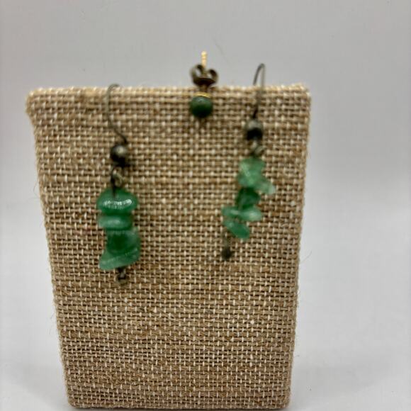 Vintage 1970's Aventurine Earrings with Stud for Third Hole - Picture 4 of 7